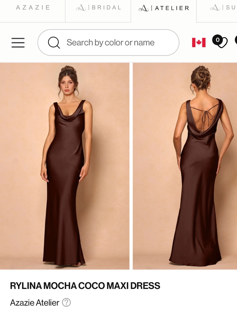 Azazie Rylina Maxi Dress - Mocha Coco